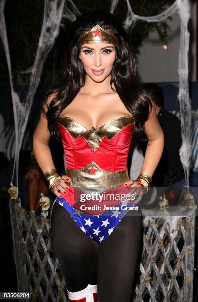 Kim Kardashian attends her Halloween party hosted by PAMA at Stone Rose on October 30, 2008 in Los Angeles, California.