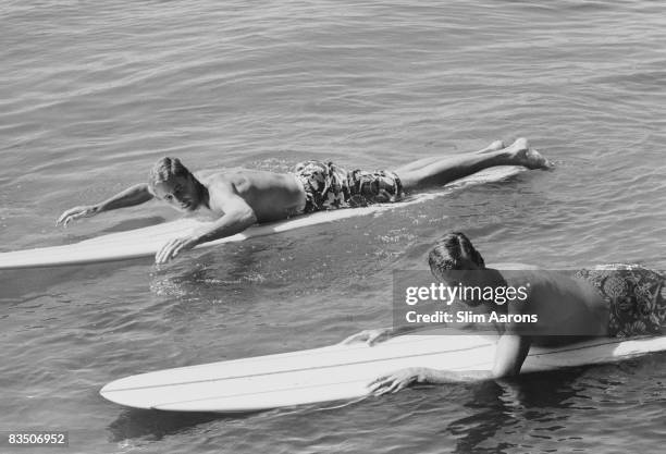 Freddie and Howard Cushing surfing at Newport Beach, Rhode Island, September 1965.