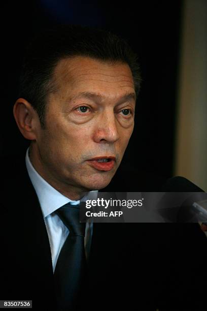 Israeli-Russian billionaire Arkady Gaydamak gives a press briefing at his office in Jerusalem on October 31, 2008. Gaydamak, who is hoping to be...