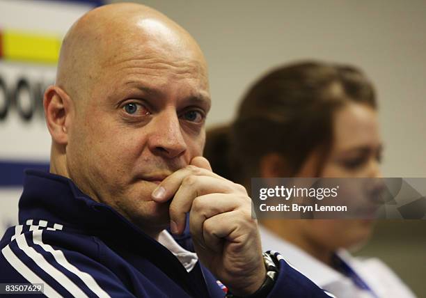 British Cycling performance director Dave Brailsford attends a press conference during day one of the UCI Cycling World Cup on October 31, 2008 in...