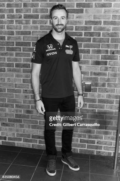 Professional race car driver James Hinchcliffe - #5 of Schmidt Peterson Motorsports visits Fox 29's 'Good Day' at FOX 29 Studio on August 18, 2017 in...