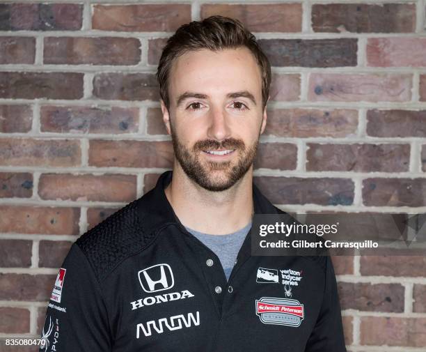 Professional race car driver James Hinchcliffe - #5 of Schmidt Peterson Motorsports visits Fox 29's 'Good Day' at FOX 29 Studio on August 18, 2017 in...