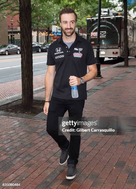 Professional race car driver James Hinchcliffe - #5 of Schmidt Peterson Motorsports visits Fox 29's 'Good Day' at FOX 29 Studio on August 18, 2017 in...