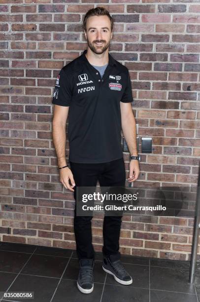 Professional race car driver James Hinchcliffe - #5 of Schmidt Peterson Motorsports visits Fox 29's 'Good Day' at FOX 29 Studio on August 18, 2017 in...