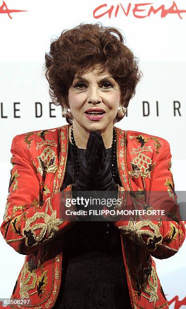 Italian actress Gina Lollobrigida is pictured during a photocall to present the documentary film "Gina Lollobrigida, Un simbolo italiano nel mondo"...