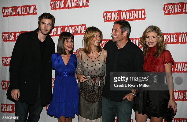 Actors Ryan Eggold, Jessica Stroup, Lori Loughlin, Rob Estes and AnnaLynne McCord pose during the opening night arrivals for "Spring Awakening" at...