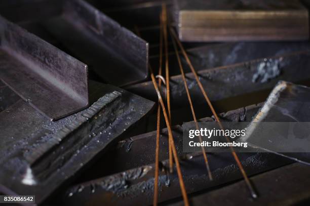 Welding filler rods sit on a work table during a welding class at the Penn Commercial Business/Technical School in Washington, Pennsylvania, U.S., on...