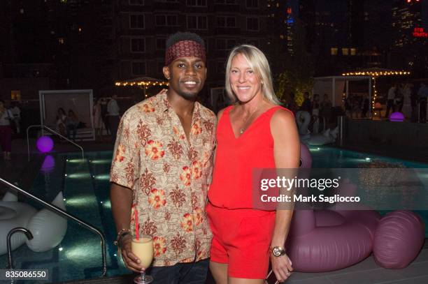 Steven Prescod and Paula Fischer attend the Gotham "Summer Sundown" at Life Time Athletic at Sky Life Time Athletic at Sky on August 17, 2017 in New...