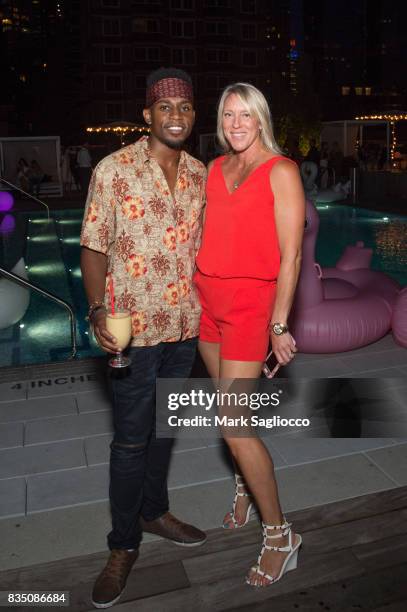 Steven Prescod and Paula Fischer attend the Gotham "Summer Sundown" at Life Time Athletic at Sky Life Time Athletic at Sky on August 17, 2017 in New...