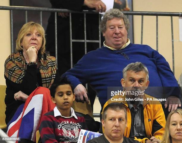 David and Carol Hoy the parents of GB cyclist Chris Hoy watch the racing at the Ballerup Super Arena, Copenhagen.
