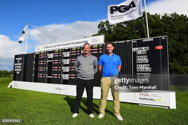 David Clark of Morpeth Golf Club and Martyn Jobling of Morpeth Golf Club winners of the Golfbreaks.com PGA Fourball Championship during the...