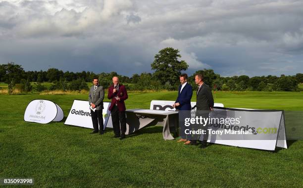 John Heggarty, Captain of The PGA speaks at the presentation ceremony during the Golfbreaks.com PGA Fourball Championship - Day 3 at Whittlebury Park...