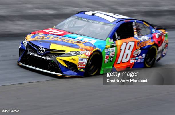 Kyle Busch, driver of the M&M's Caramel Toyota, practices for the Monster Energy NASCAR Cup Series Bass Pro Shops NRA Night Race at Bristol Motor...