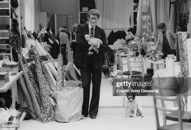 French fashion designer Yves Saint Laurent in his Paris studio, January 1982.