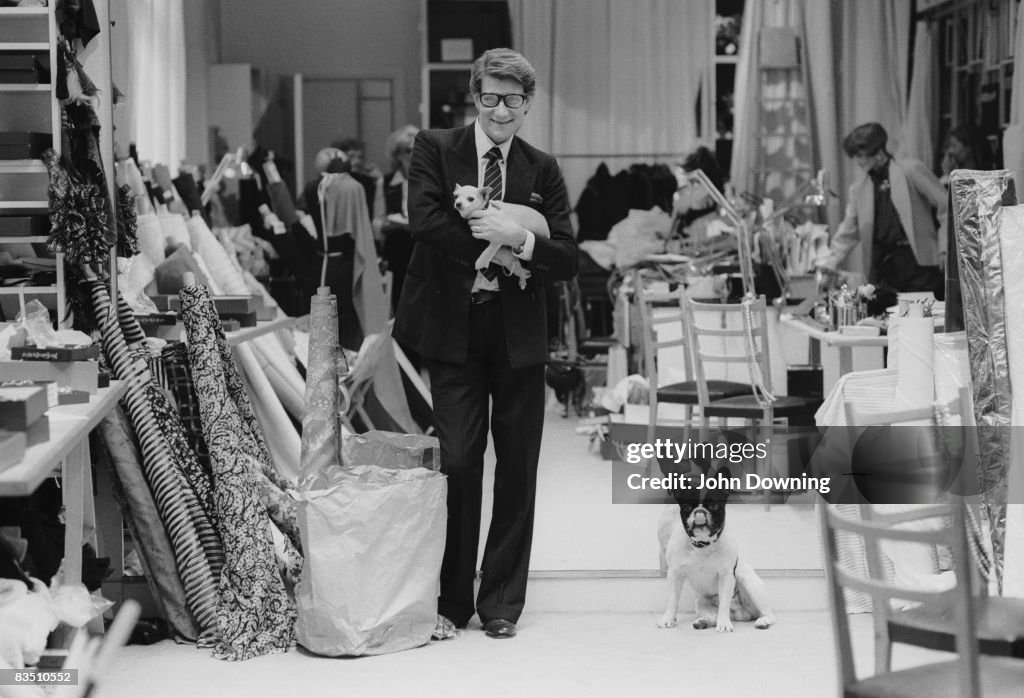 French fashion designer Yves Saint Laurent in his Paris studio