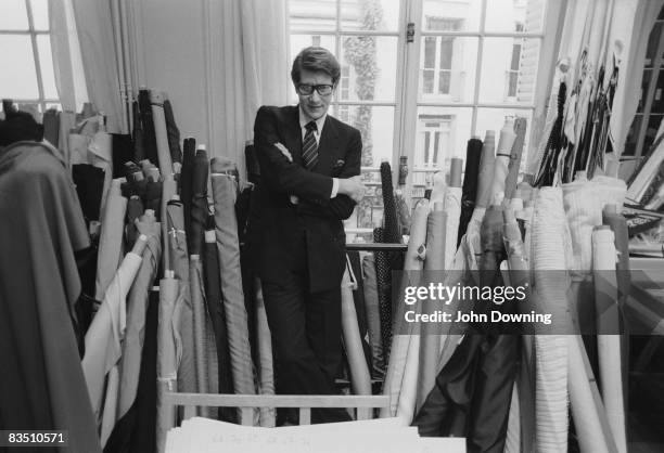 French fashion designer Yves Saint Laurent in his Paris studio, January 1982.