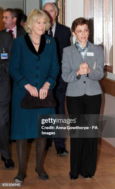 The Duchess of Cornwall talks to Clinical Director for Specialist Medicine, Dr Helen Barker, during a visit to the Osteoporosis and Bone Health...