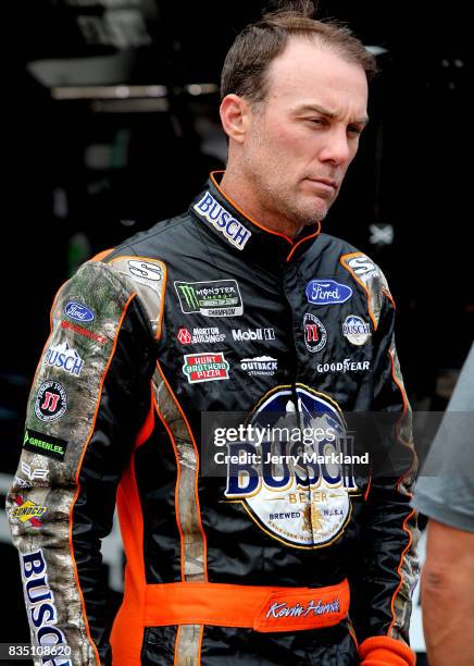 Kevin Harvick, driver of the Busch Outdoors Ford, stands by his car during practice for the Monster Energy NASCAR Cup Series Bass Pro Shops NRA Night...