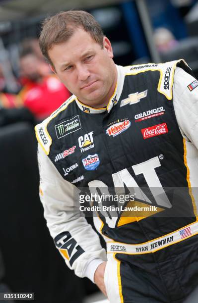 Ryan Newman, driver of the Caterpillar Chevrolet, walks to his car during practice for the Monster Energy NASCAR Cup Series Bass Pro Shops NRA Night...