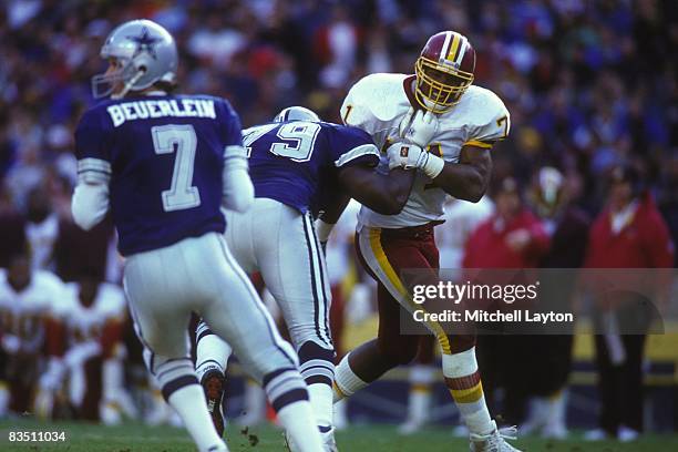 Charles Mann of the Washington Redskins during a NFL football game against the Dallas Cowboys on November20, 1991 at RFK Stadium in Washington D.C.