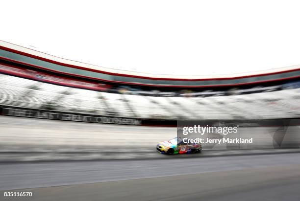 Kyle Busch, driver of the M&M's Caramel Toyota, practices for the Monster Energy NASCAR Cup Series Bass Pro Shops NRA Night Race at Bristol Motor...
