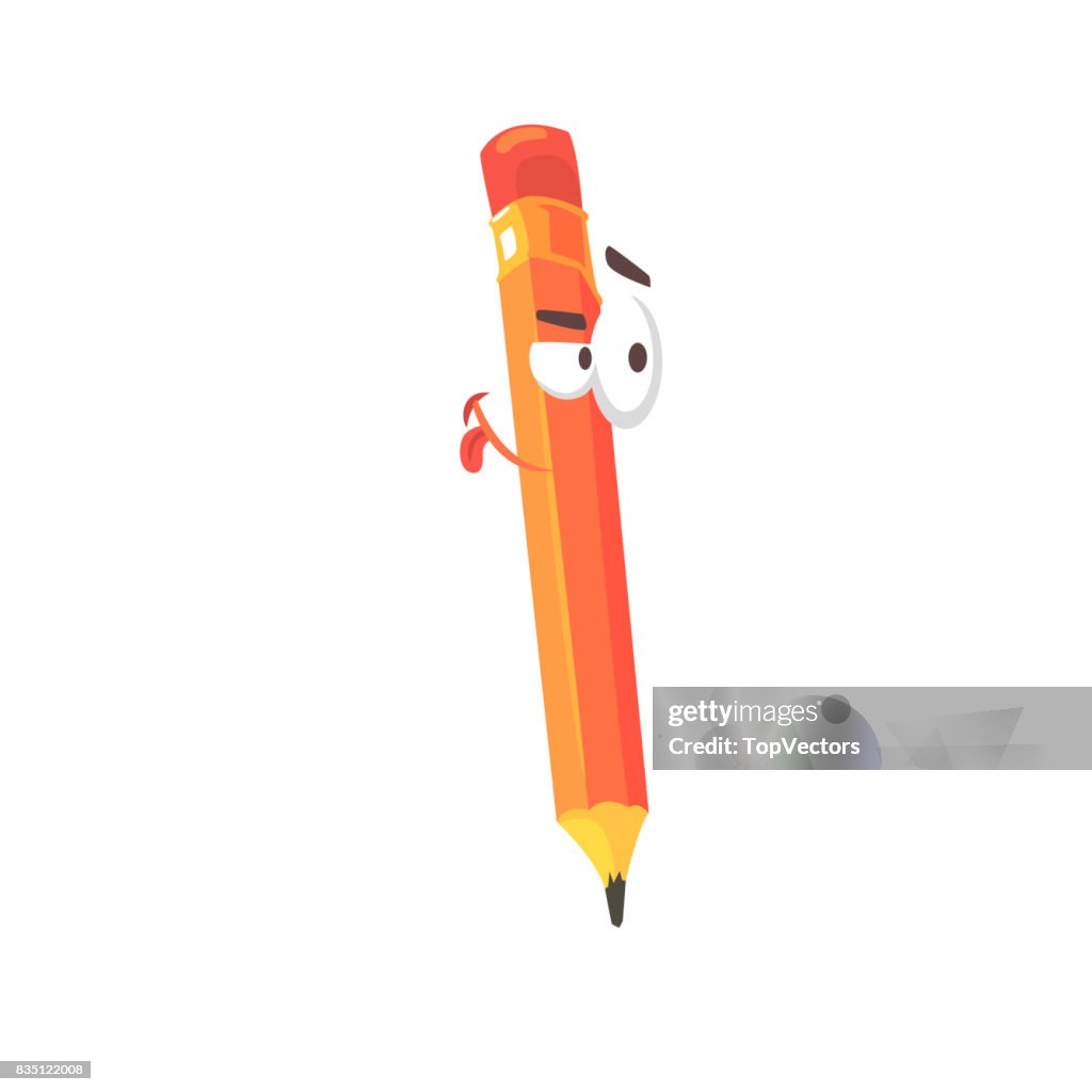 Carácter Cómico De Color Naranja Dibujos Animados Lápiz Lápiz Humanizado  Con El Vector De Cara Divertida Ilustración Ilustración de stock - Getty  Images