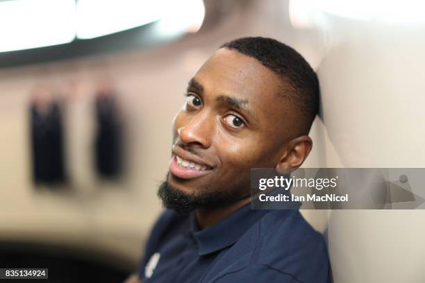 PyeongChang Winter Olympic hopeful Joel Fearon poses for photographs at The Orium sports complex on August 18, 2017 in Edinburgh, Scotland.