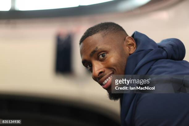 PyeongChang Winter Olympic hopeful Joel Fearon poses for photographs at The Orium sports complex on August 18, 2017 in Edinburgh, Scotland.