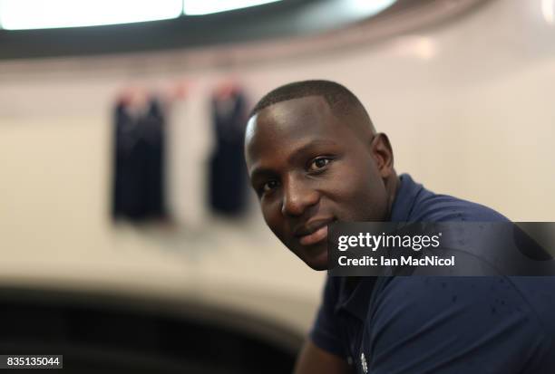 PyeongChang Winter Olympic hopeful Lamin Deen poses for photographs at The Orium sports complex on August 18, 2017 in Edinburgh, Scotland.