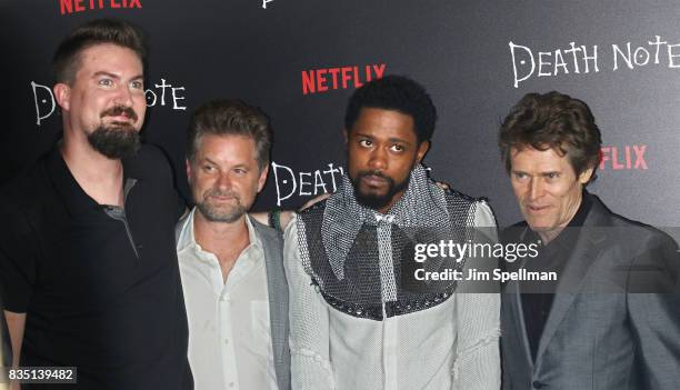 Director Adam Wingard, actors Shea Whigham, LaKeith Stanfield and Willem Dafoe attend the "Death Note" New York premiere at AMC Loews Lincoln Square...