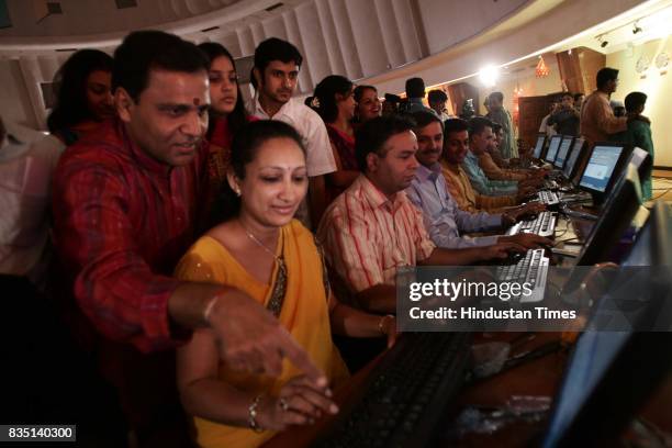 Diwali Festival: Stock brokers celebrate Diwali at the Bombay Stock Exchange building on Friday.