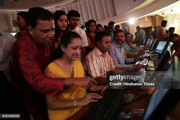 Diwali Festival: Stock brokers celebrate Diwali at the Bombay Stock Exchange building on Friday.