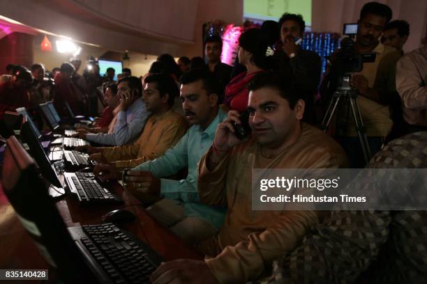 Diwali Festival: Stock brokers celebrate Diwali at the Bombay Stock Exchange building on Friday.