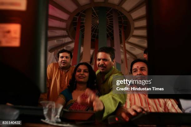 Diwali Festival: Stock brokers celebrate Diwali at the Bombay Stock Exchange building on Friday.