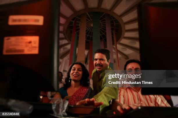 Diwali Festival: Stock brokers celebrate Diwali at the Bombay Stock Exchange building on Friday.