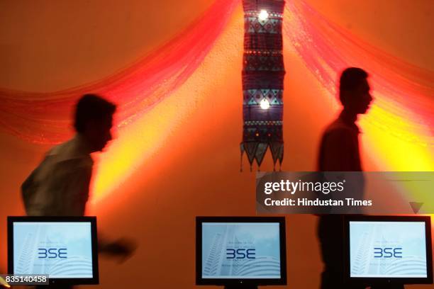 Diwali Festival: Stock brokers celebrate Diwali at the Bombay Stock Exchange building on Friday.