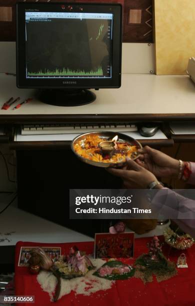 Diwali Festival: Stock brokers celebrate Diwali at the Bombay Stock Exchange building on Friday.