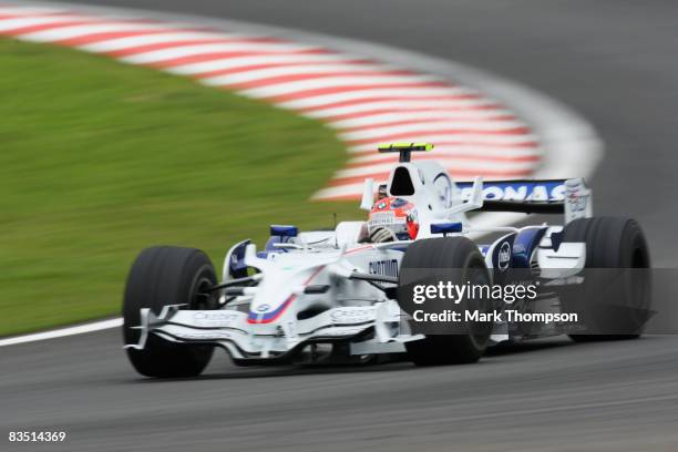 Robert Kubica of Poland and BMW Sauber drives during practice for the Brazilian Formula One Grand Prix at the Interlagos Circuit on October 31, 2008...