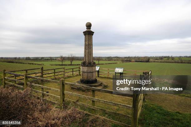 The Cromwell Monument marking the Battle of Naseby, Naseby, Northamptonshire