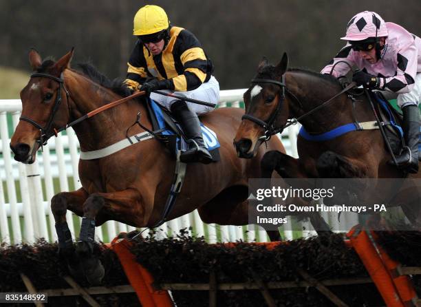 Oscar Trail ridden by Michael O'Connell wins the Gosforth Decorating And Building Services Conditionals' Handicap Hurdle from Ardesia ridden by Harry...