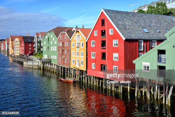 cityscape of trondheim, norway - trondheim stock pictures, royalty-free photos & images