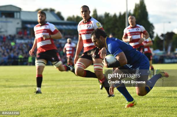 Dublin , Ireland - 18 August 2017; Isa Nacewa of Leinster scores his side's first try during the Bank of Ireland Pre-season Friendly match between...