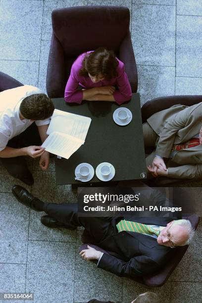 Minister Eamon Ryan, Senator Deirdre De Burca, Senator Dan Boyle and Green Party Leader John Gormley take a break during the Green Party's Ard Fheis...
