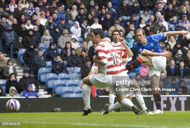 Rangers' Steven Whittaker scores the first goal during the Homecoming Scottish Cup, Quarter Final match at Ibrox, Glasgow.
