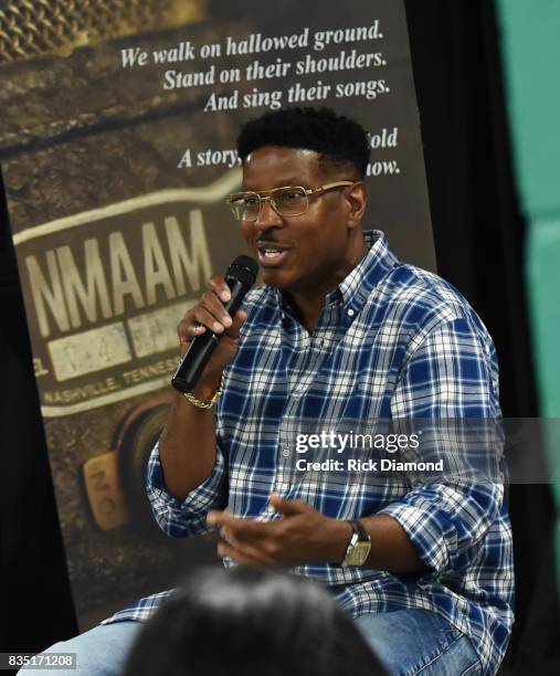 Christopher "PLAY" Martin attends NMAAM Music Legends and Heroes Hip Hop Duo Kid 'N Play Visit Pearl Cohn High School on August 18, 2017 in...