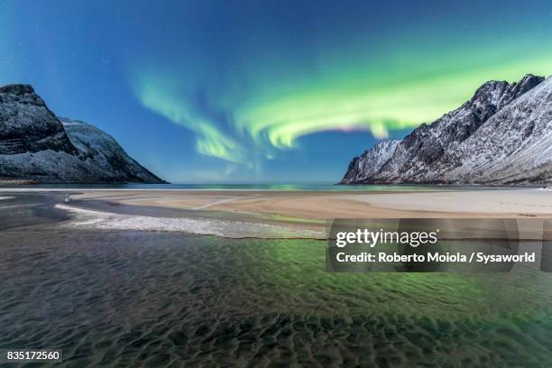 aurora borealis, ersfjord, senja, norway - night vision stock pictures, royalty-free photos & images