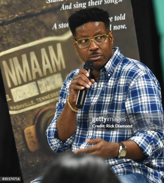Christopher "PLAY" Martin attends NMAAM Music Legends and Heroes Hip Hop Duo Kid 'N Play Visit Pearl Cohn High School on August 18, 2017 in...