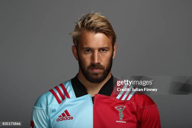 Chris Robshaw of Quins poses for a portrait during the Harlequins photocall for the 2017-2018 Aviva Premiership Rugby season at The Stoop on August...