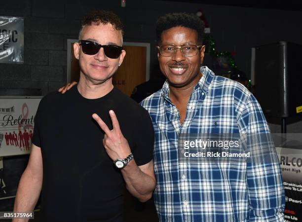Christopher "KID" Reid and Christopher "PLAY" Martin attend NMAAM Music Legends and Heroes Hip Hop Duo Kid 'N Play Visit Pearl Cohn High School on...