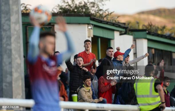 Bray , Ireland - 18 August 2017; Drogheda United supporters during the SSE Airtricity League Premier Division match between Bray Wanderers and...